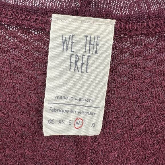 We The Free People Laguna Waffle Knit Top‎ Burgundy Red Long Sleeves Size Medium - Picture 9 of 11